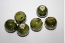 Perline di Ceramica Verde Oliva Tondo 14mm - 4pz