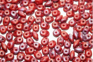 Superduo Beads Matte Nebula Opaque Red 5x2,5mm - 10gr