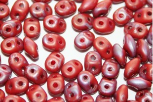 Superduo Beads Matte Nebula Opaque Red 5x2,5mm - 10gr