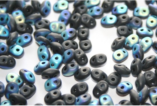 Superduo Beads Jet AB Matted 5x2,5mm - 10gr