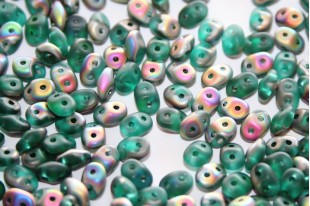 Superduo Beads Emerald Vitrail Matted 5x2,5mm - 10gr