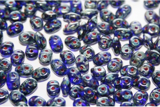 Superduo Beads Cobolt Picasso 5x2,5mm - 10gr