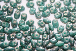 Superduo Beads Copper Marbled-Turquoise 5x2,5mm - 10gr