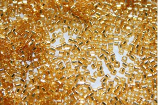 Hexagon Toho Seed Beads Silver Lined Med Topaz 11/0 - 10gr