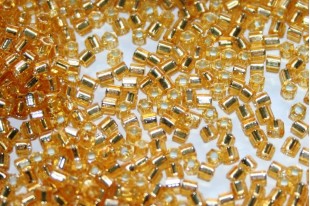 Hexagon Toho Seed Beads Silver Lined Med Topaz 11/0 - 10gr