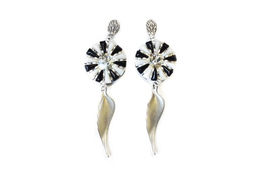 Motif Angel Pendant Earrings Kit Black - White