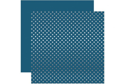 Double-Sided Patterned Paper Silver Foil Dot Medium Blue Echo Park Paper Co. 30x30cm 1sheet