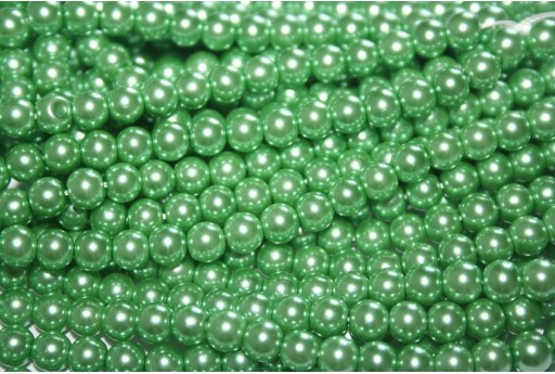 Glass Pearls Strand Medium Green 6mm - 74pcs