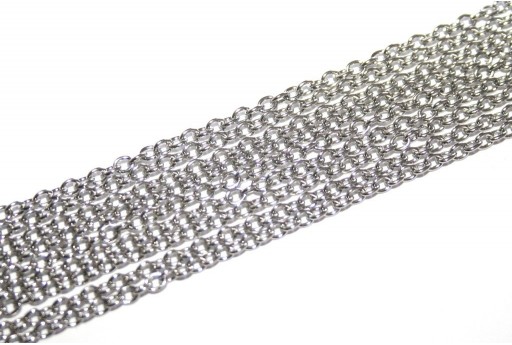 Platinum Plated Steel Chain Oval 3x2x0,6mm - 2mt