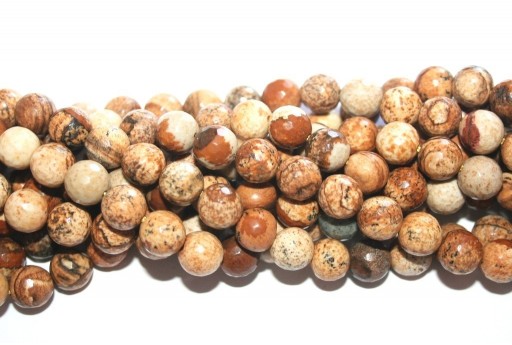 Picture Jasper Faceted Rounds Beads 8mm - 46pcs