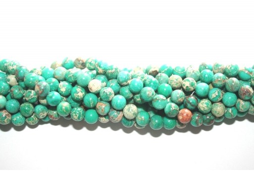 Dyed Jasper Impression Round Beads Light Green 6mm - 60pz