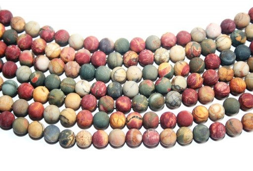 Jasper Picasso Frosted Round Beads 6mm - 60pz