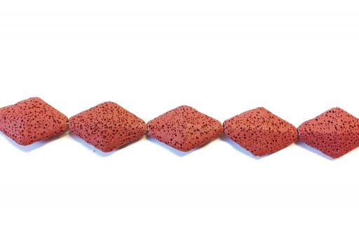 Lava Rock Beads Rhombus Red 23x35mm