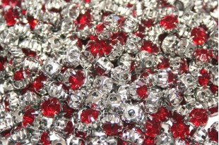 Perline Strass Montee 14x10mm Rosso