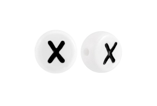 White Plating Acrylic Beads - Letter X 7x4mm - 20pcs