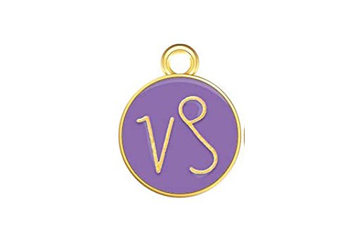 Round Purple Enameled Zodiac Charms - Capricorn 15x12mm - 1pc