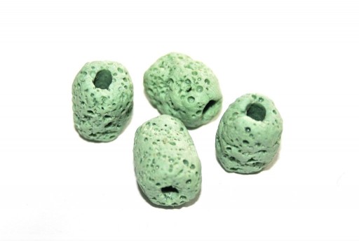 Dyed Tube Synthetic Lava Rock Beads - Green 13x11mm - 4pcs