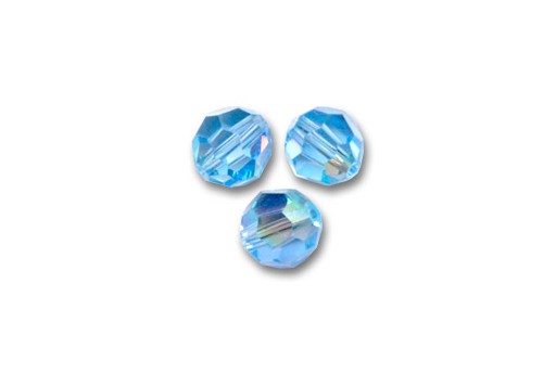 Faceted Round 5000 Aquamarine AB 6mm - 5pcs