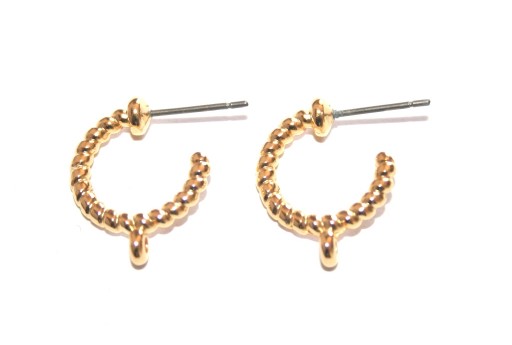 Earring Hoop Twisted With Vertical Ring - Gold 18,8x4mm - 2pcs