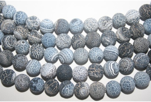 Grey Cracked Agate Plain Rounds 14mm - 26pcs