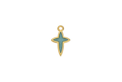 Motif Cross Star Pendant - Gold Giade 11,5x19mm - 2pcs