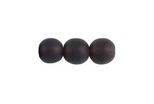 Czech Round Beads Matte Dark Amethyst 8mm - 30pcs