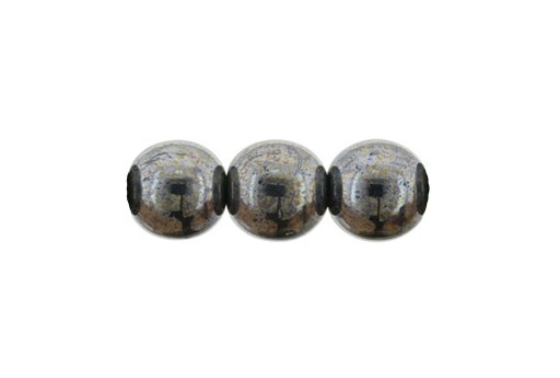 Czech Round Beads Hematite 8mm - 30pcs