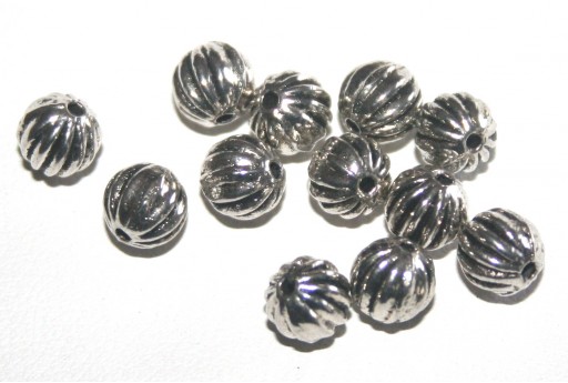 Tibetan Silver Beads Round 6mm - 13pcs