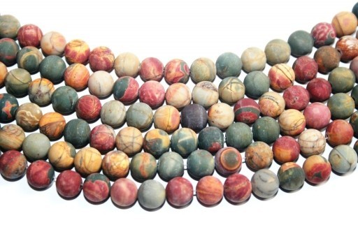 Jasper Picasso Frosted Round Beads 8mm - 46pcs - perlinebijoux.com -