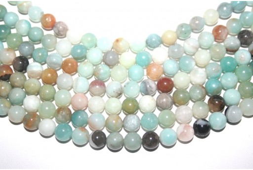 Pietre Dure Amazonite Multicolor Tondo 8mm - 44pz - perlinebijoux.com-