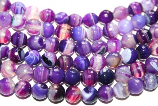 Purple Stripe Agate Faceted Rounds 8mm - 48pcs-perlinebijoux.com-