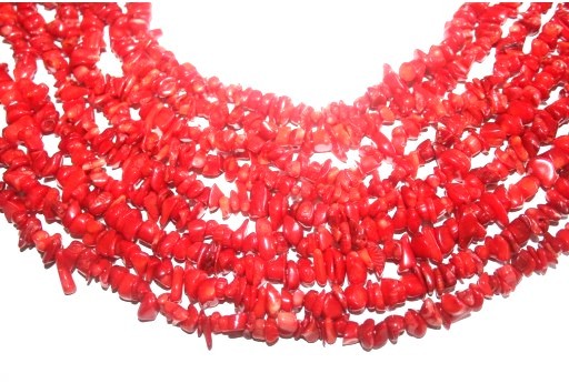 Red Coral Chips 5x8mm - 110pcs - perlinebijoux.com-