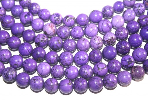 Pietre Dure Magnesite Viola Tondo 10mm - 38pz-perlinebijoux.com-