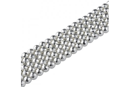 Silver Hematite Faceted Round Gemstones 4mm - 100pcs-perlinebijoux.com-