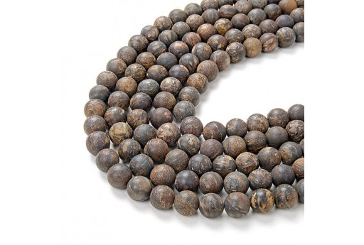 Bronzite Matte Round Gemstones 6mm - 62pcs-perlinebijoux.com-