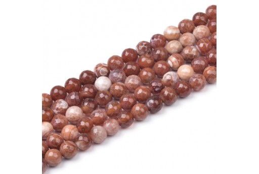 Red Fire Agate Faceted Round Gemstones 8mm - 46pcs-perlinebijoux.com-