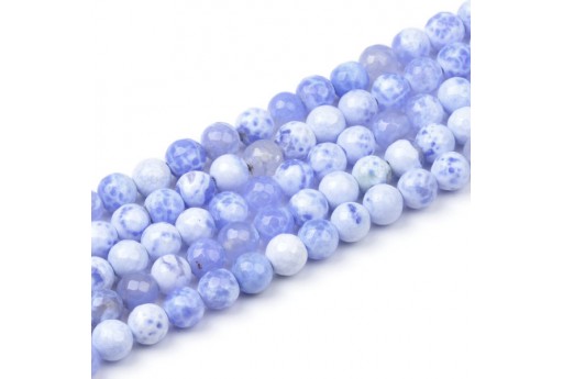 Blue Fire Agate Faceted Round Gemstones 8mm - 46pcs-perlinebijoux.com-