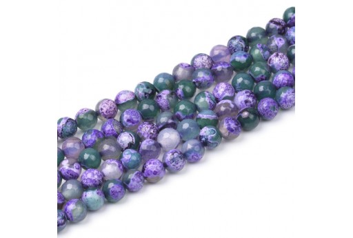 Purple Fire Agate Faceted Round Gemstones 8mm - 46pcs-perlinebijoux.com-