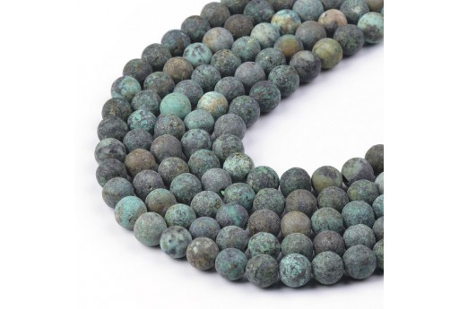 African Turquoise Matte Round Gemstones 6mm - 64pcs-perlinebijoux.com-