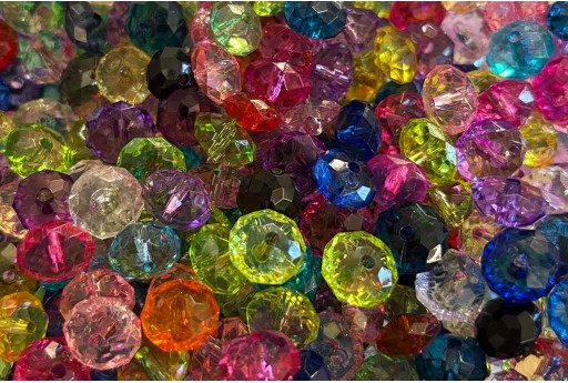 Acrylic Beads Transparent Mix Color Rondelle 7x12mm - 50 pcs-perlinebijoux.com-