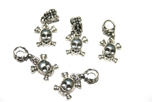 Skull Large Hole Pendant 14x13mm - 2pcs-perlinebijoux.com-