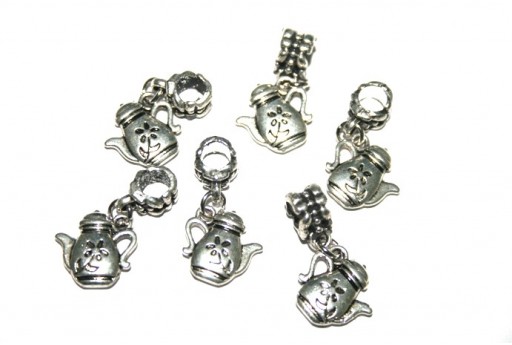 Pendente a Foro Largo Teiera 13x13mm - 2pz-perlinebijoux.com-