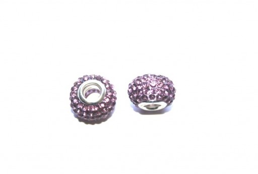 Purple Large Hole Beads Rondelle Rhinestone 15x10mm-perlinebijoux.com-