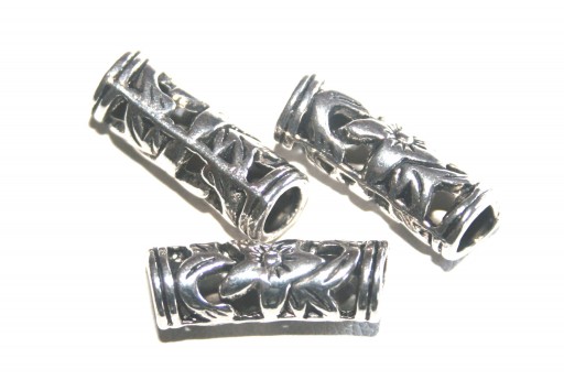 Tibetan Silver Perforated Tube 23x8mm - 4pcs-perlinebijoux.com-