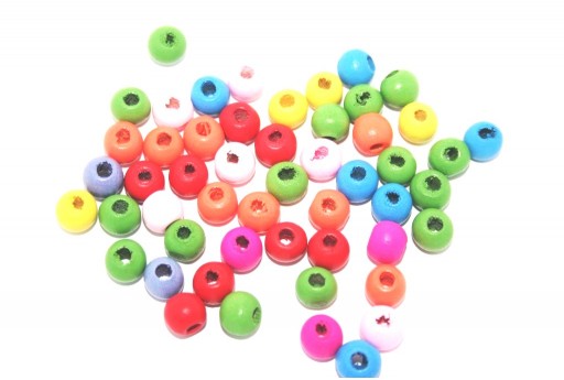 Wood Beads Round Mix Color 8mm - 50gr-perlinebijoux.com-