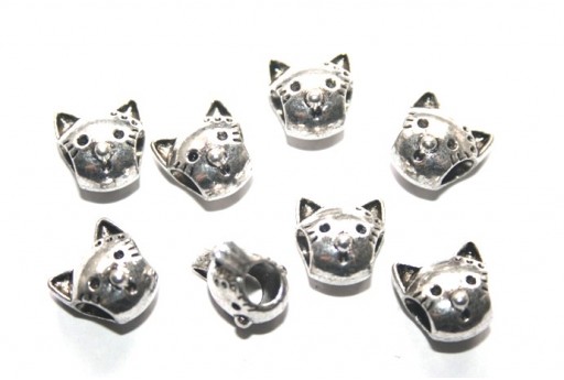 Cat Large Hole Beads 12mm - 5pcs-perlinebijoux.com-