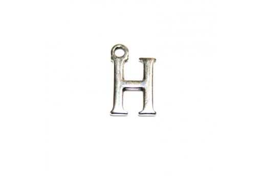 Antique Silver Plated Alphabet Charms Letter H 12mm - 2pcs-perlinebijoux.com-