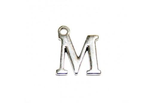 Antique Silver Plated Alphabet Charms Letter M 12mm - 2pcs-perlinebijoux.com-