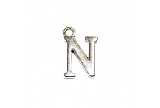 Antique Silver Plated Alphabet Charms Letter N 12mm - 2pcs-perlinebijoux.com-