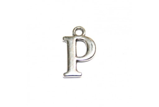 Charms Alfabeto Metallo Zama Lettera P 12mm - 2pz-perlinebijoux.com-